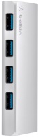 Photos - Card Reader / USB Hub Belkin USB 3.0 4-Port Hub + USB-C Cable 