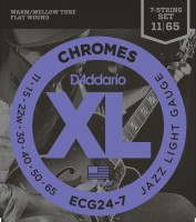 Photos - Strings DAddario XL Chromes Flat Wound 7-String Jazz 11-65 