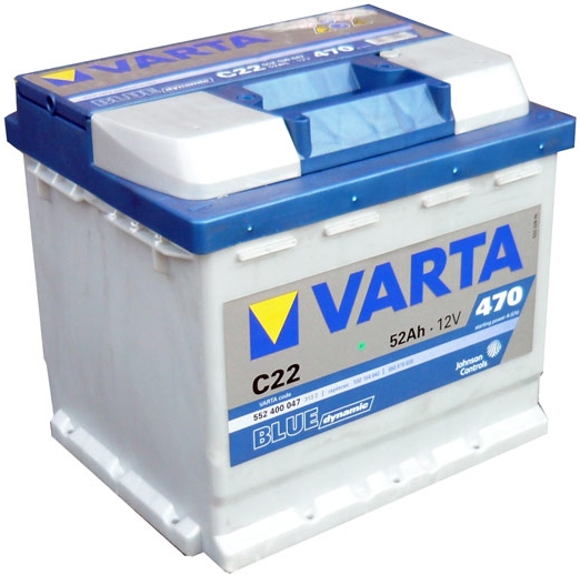 Varta Blue Dynamic C22 Car Battery, 5524000473132 12V 52 mAh 470 A